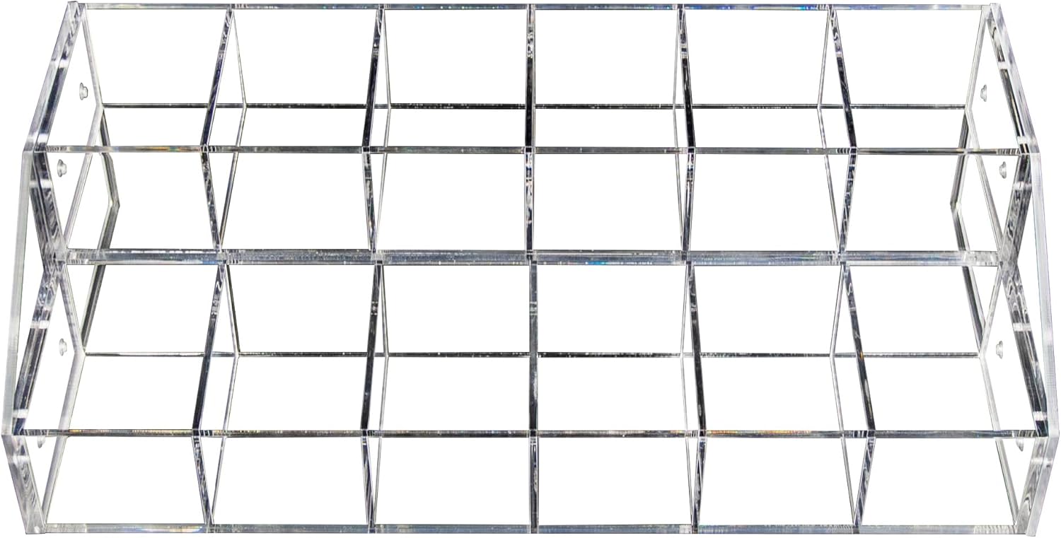 888 Display, USA - Clear Acrylic 2 Tiered Organizer with 12 Compartments – Multi-Level Storage Display Rack for Office, Craft, Tea, or Beauty Supplies – Organizer for Home or Professional Use