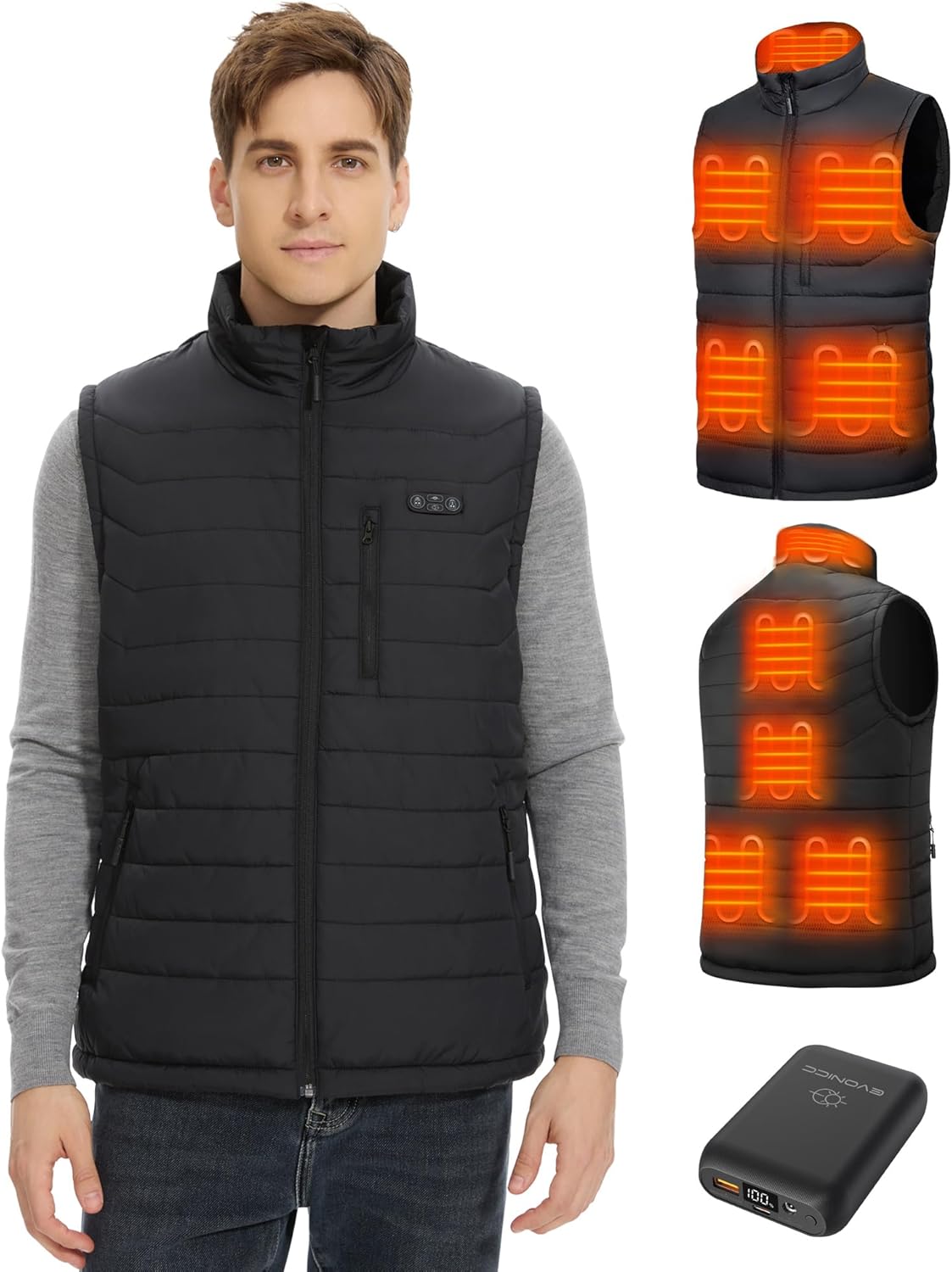 Men's Heated Vest with 7.4V 16000mAh Battery Pack Included, Lightweight Heated Vest for Men, Heated Hunting Vest Medium