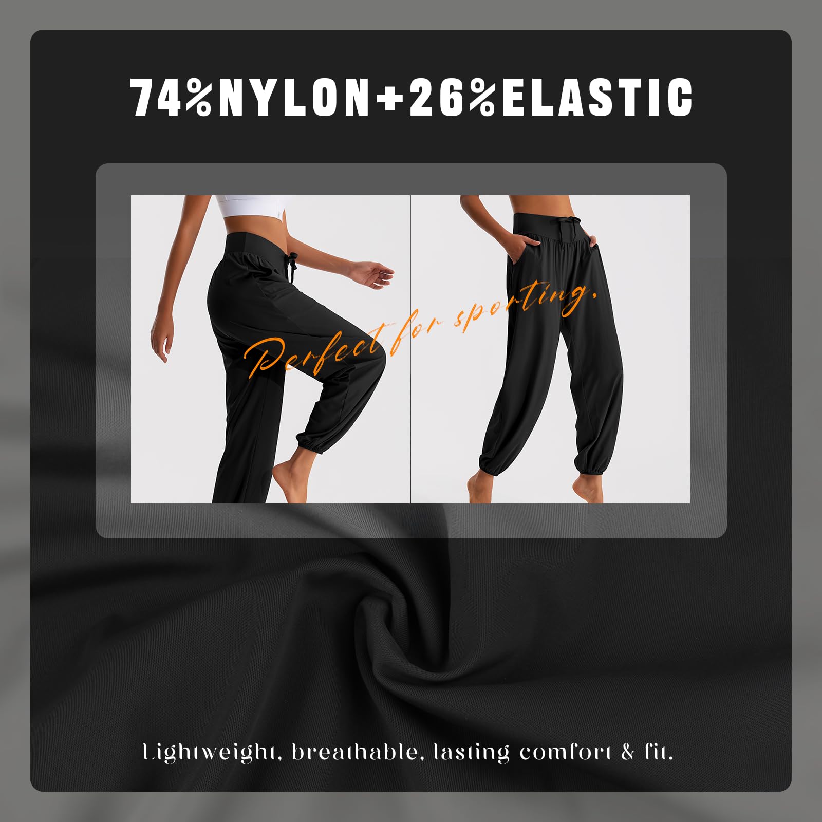 HomyComy Pantalon de Yoga Joggers Taille Haute Pantalon de Pilates Pantalon de Sport Flowy Pantalon de Sweat Libre avec Poches