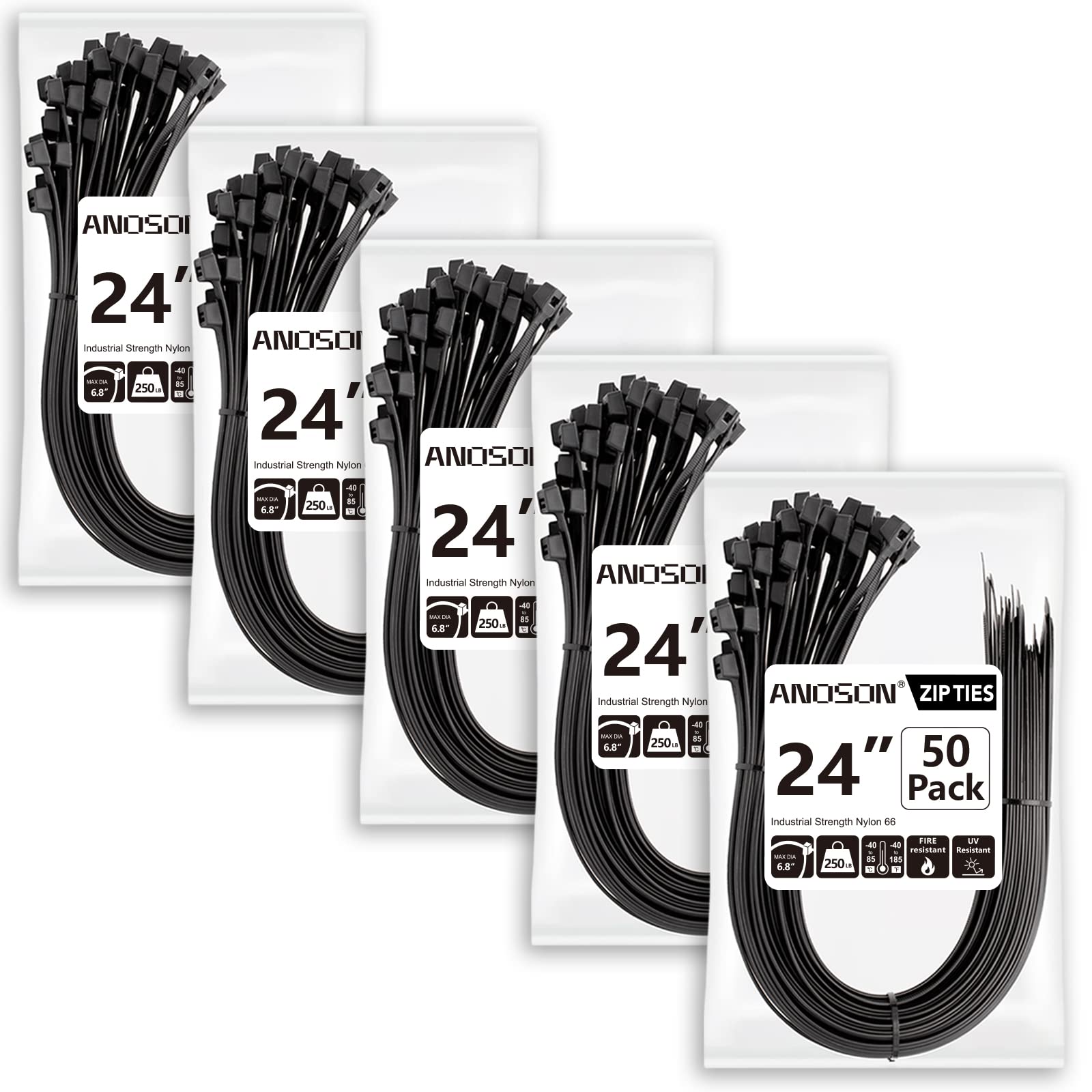 ANOSON Kabelbinder 30,5 Cm – 500 Stück, Robust, 100 Kg Zugfestigkeit Für Innen & Außen