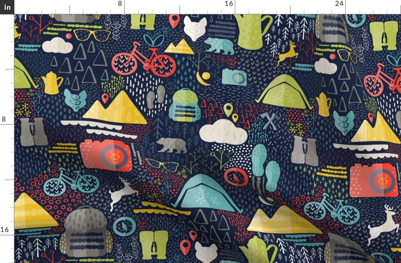 Spoonflower Fabric - Scandinavian Outdoor Adventure Hiking Camping Great White North Printed on Organic Cotton Sateen Fabric by The Yard - Sewing Quilting Apparel Home Decor