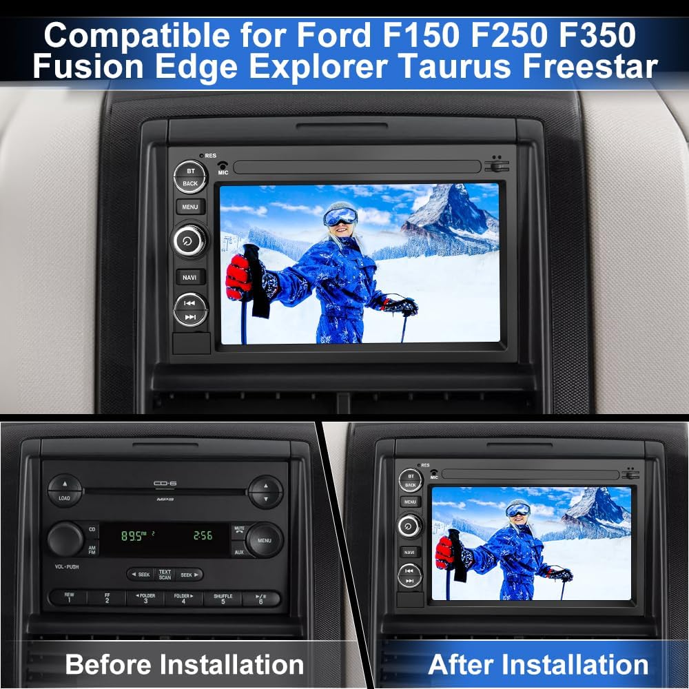 Android 13 Car Radio Compatible for Ford F150 F250 F350 Fusion Edge Explorer Taurus Freestar, Car Stereo Audio with Wireless CarPlay/Android Auto SWC GPS WiFi Bluetooth FM RDS DSP (2G+64G)