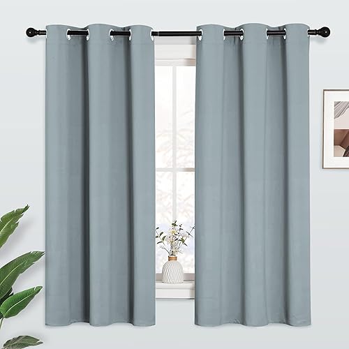 Miniatura 38 de KGORGE - Cortinas opacas grises para dormitorio 2 paneles, 42 x 63 pulgadas con ojales, cortinas de oscurecimiento de habitación con aislamiento