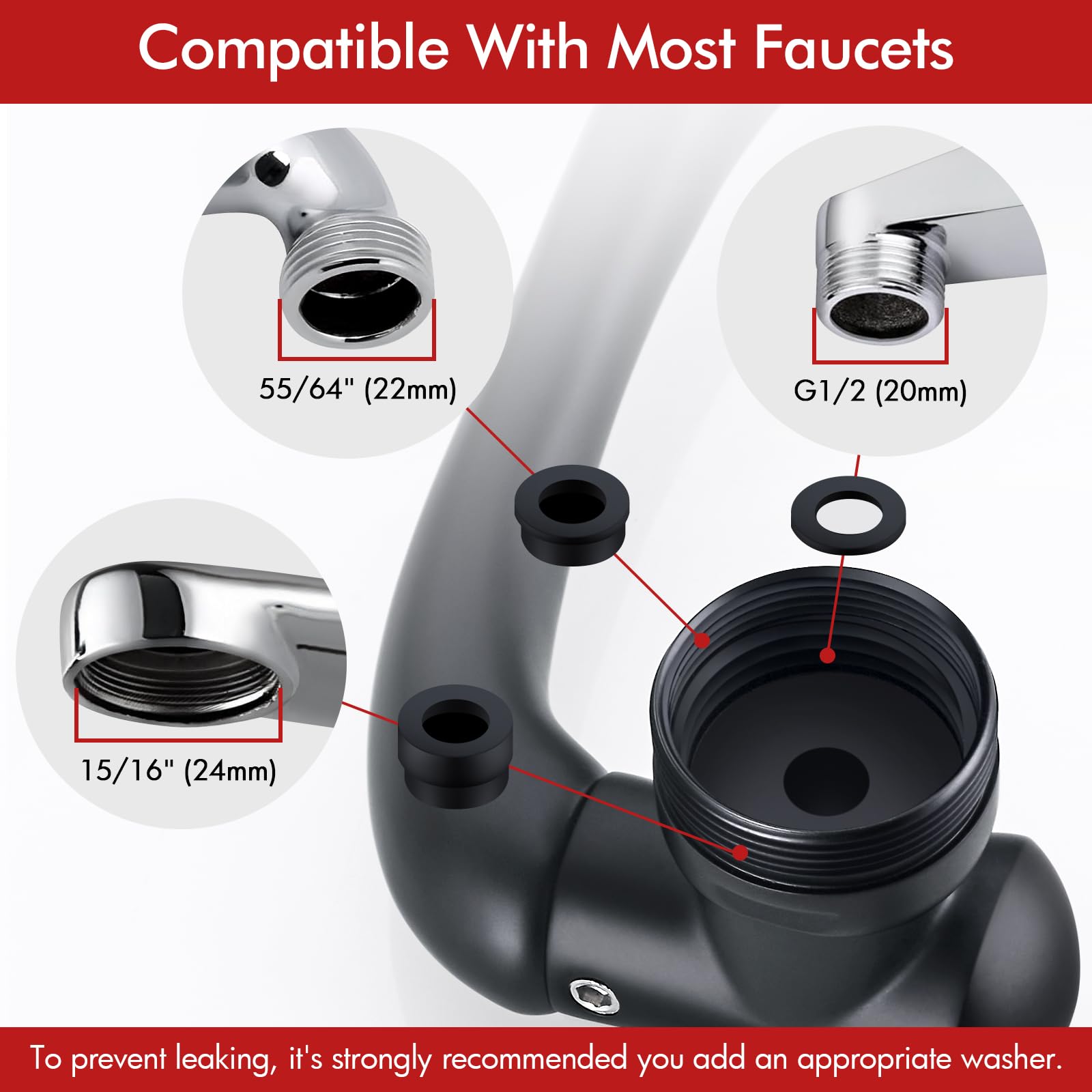 BAGNOLUX Extensor de grifo giratorio de 1080° para fregadero de baño o fregadero de cocina (negro mate1)