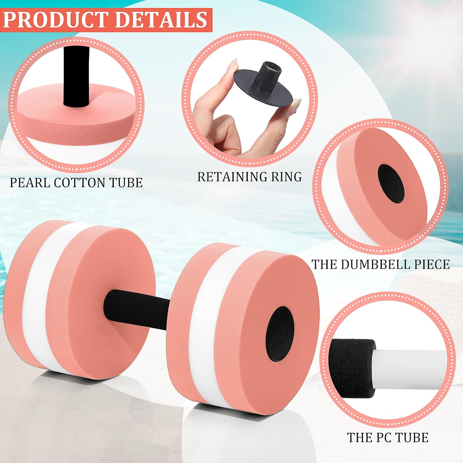 Shappy Water Weight Aquatic Exercise Dumbbells for Pool Macaron Color Aerobics Equipment EVA Foam Dumbbells Aquatic Exercise Equipment Hand Bar(Blue/Pink/Green/Purple/Yellow/Gray/Blue/Orange,16 Pcs)