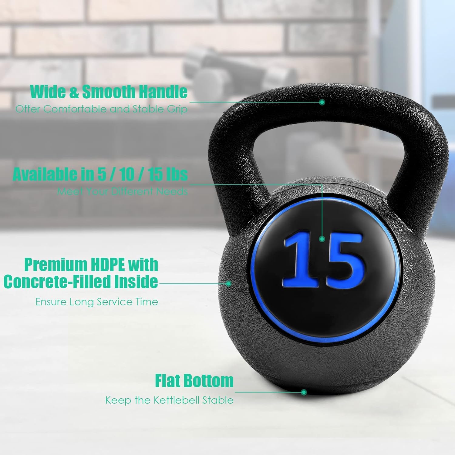 GYMAX Kettlebells, 3 Pcs Vinyl Coated Strength Training Kettlebells 5 lbs, 10 lbs, 15lbs Dumbbell Set for Push up, Grip, Swing, Deadlifts, Squats, Lifting, Get-ups Full Body Exercise Workout