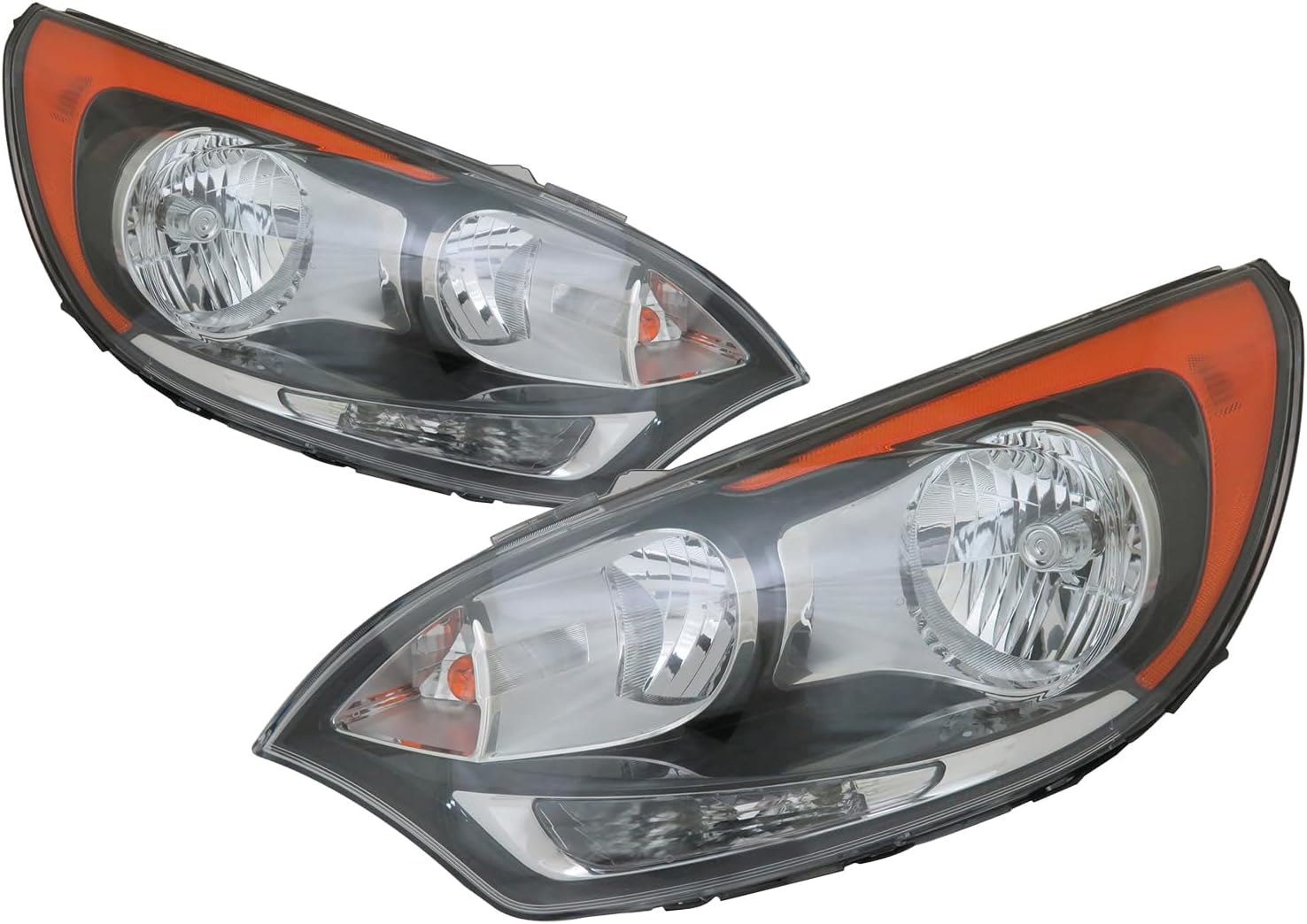 HEADLIGHTSDEPOT Left And Right Halogen Headlight Set Compatible With Kia Rio 2012-2017 CAPA Certified