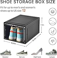 Vista 2 de 12 Pack Large Shoe Storage Box, Clear Shoe Storage Organizer with Magnetic Door, Stackable,Shoe Containers For Display Sneakers, Easy Assembly, Fit