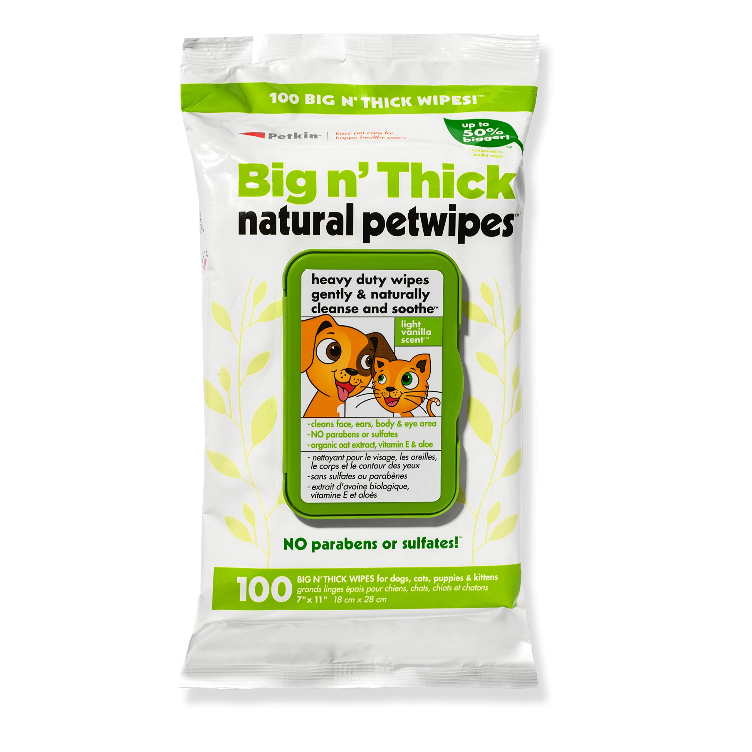 Petkin Big Natural Pet Wipes for Dogs and Cats Gently Cleanse & Soothes Itchy, for Dry Skin, Light Vanilla Scent, Super Convenient - 100 Big and Thick Wipes for Dogs, Cats, Puppies and Kittens (B0BXT2GCTR) Amazon Price History, Amazon Price Tracker