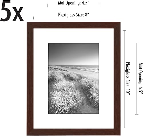 Vista 629 de Americanflat Portarretratos de 5 x 6 pulgadas con plexiglás pulido, juego de 5 portarretratos de 2 x 3 pulgadas con paspartú o para fotos de 5 x 6