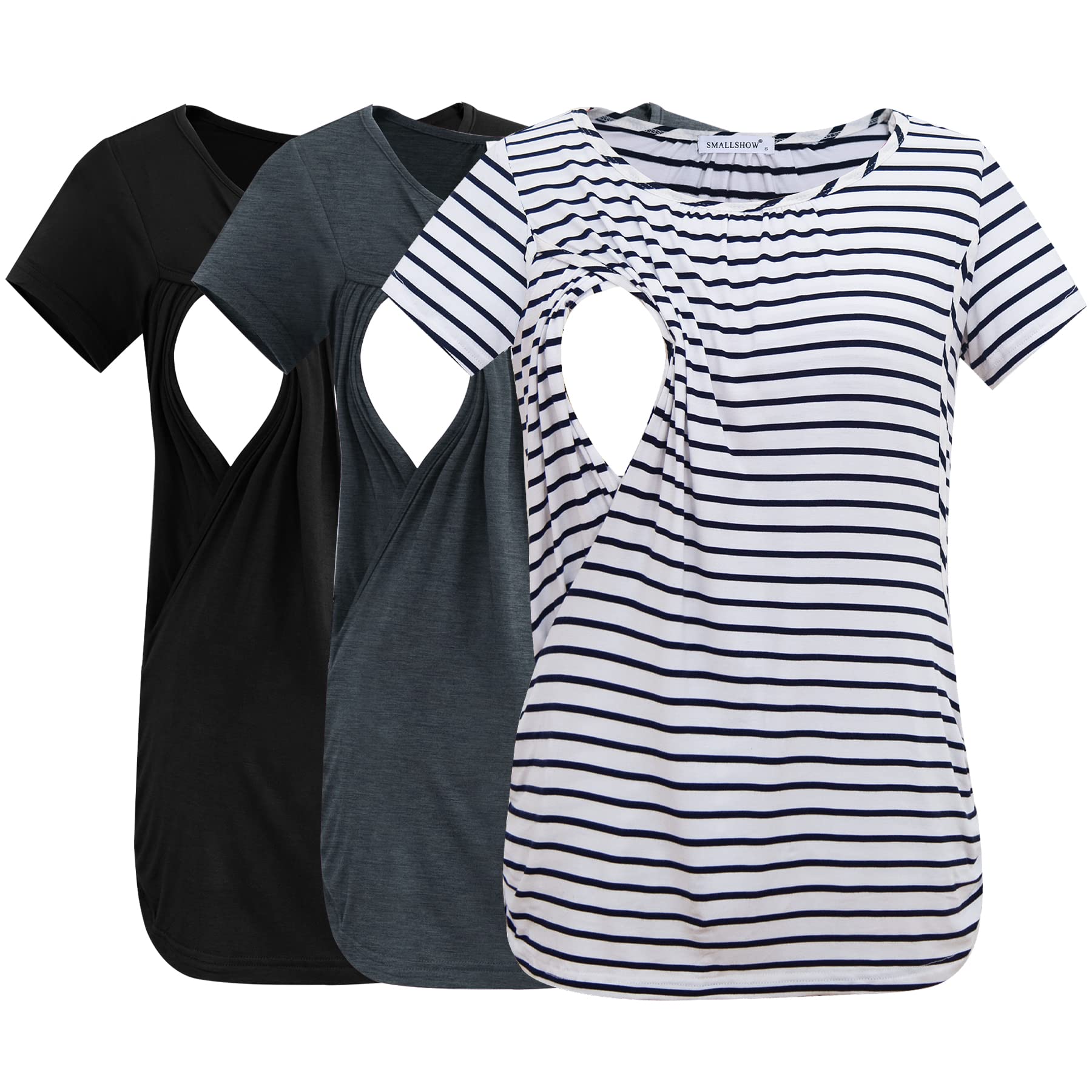 Smallshow Set da 3 Maglia da Allattamento Donna Maniche Corte T-Shirt