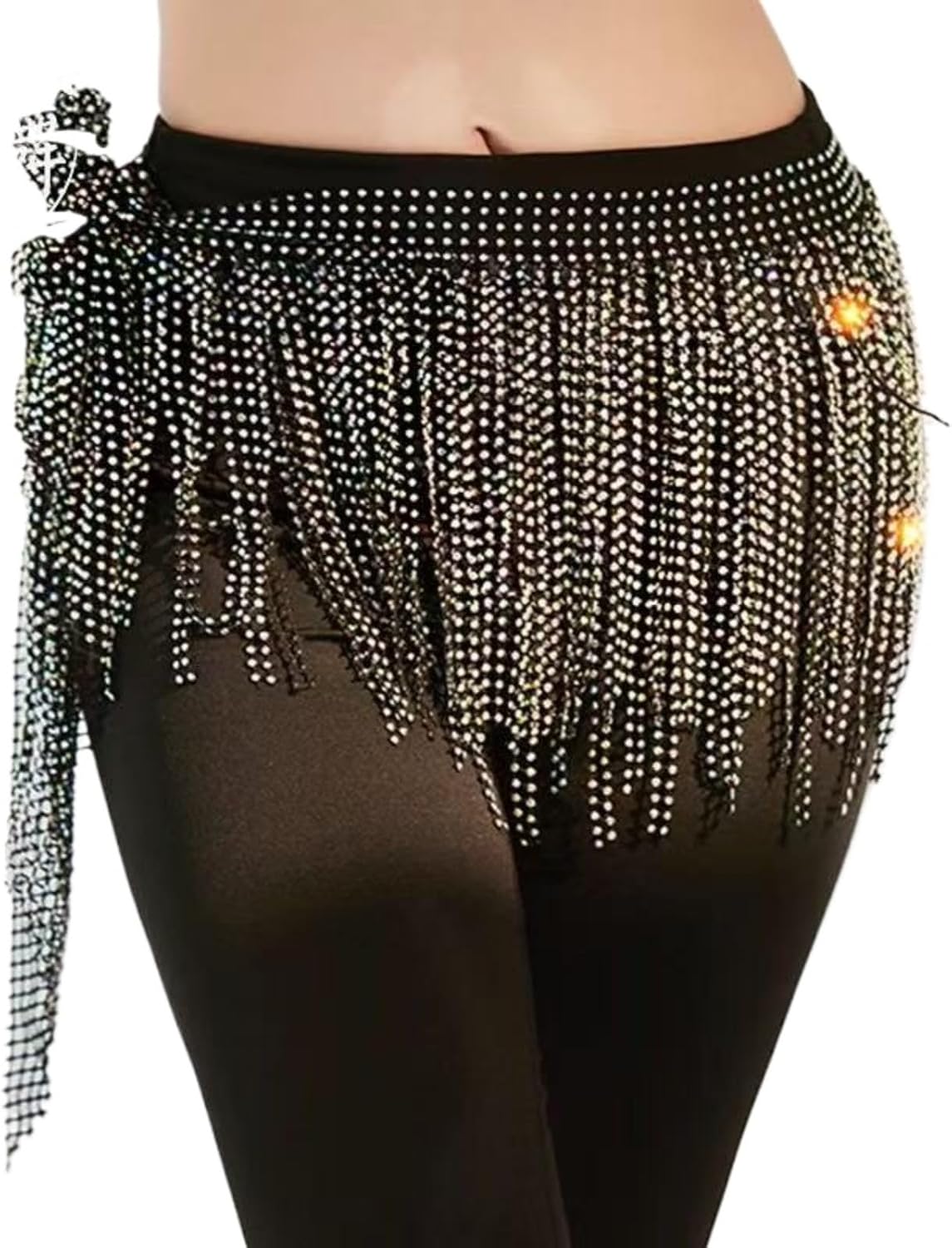 Dance Hip Scarf with Rhinestone Beach Sequin Tassel Mini Hip Scarf Belt Wrap Skirt Latin Dance Skirt Costume