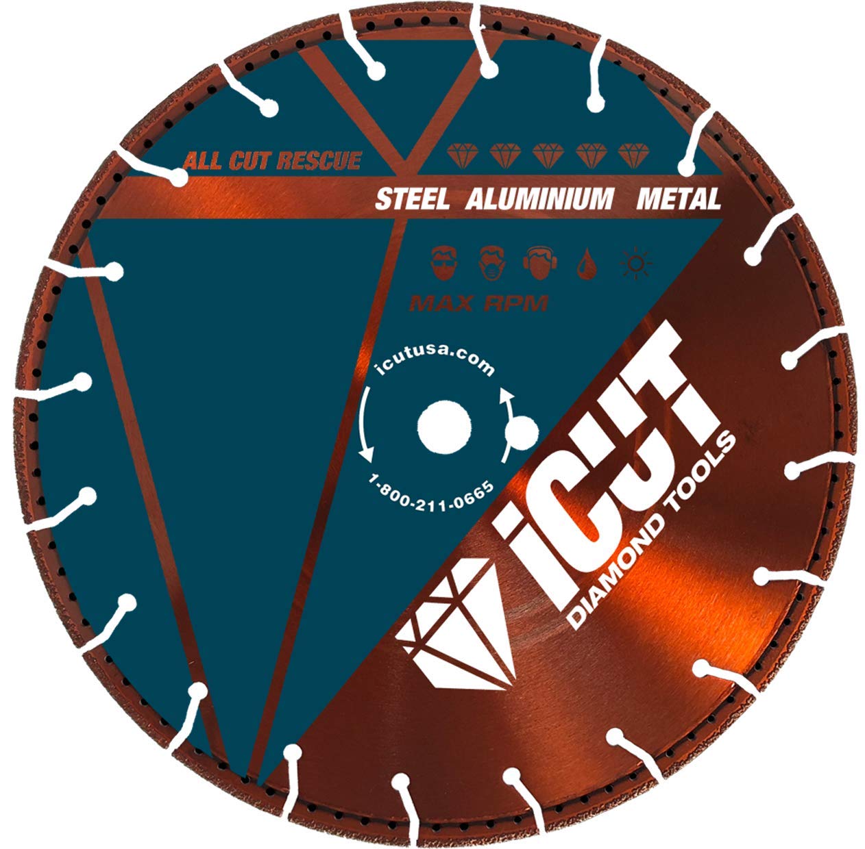 Rescue Demolition Diamond Blade for PVC Iron Ductile Steel Rebar - Vacuum Brazed (6")