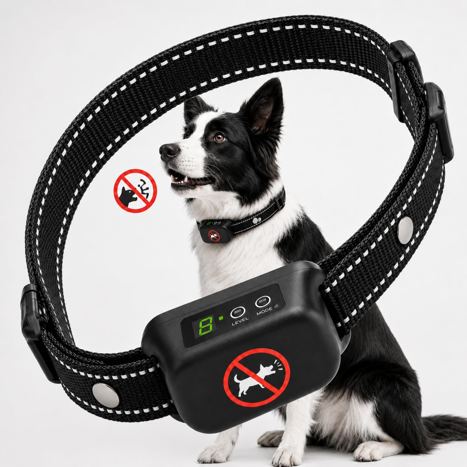 Collar Antiladridos para Perros sin Descarga Eléctrica, Collar de Adiestramiento con Vibración y Bip Sonoro, Recargable, Impermeable, Reflectante y Ajustable, para Perros Pequeños, Medianos y Grandes