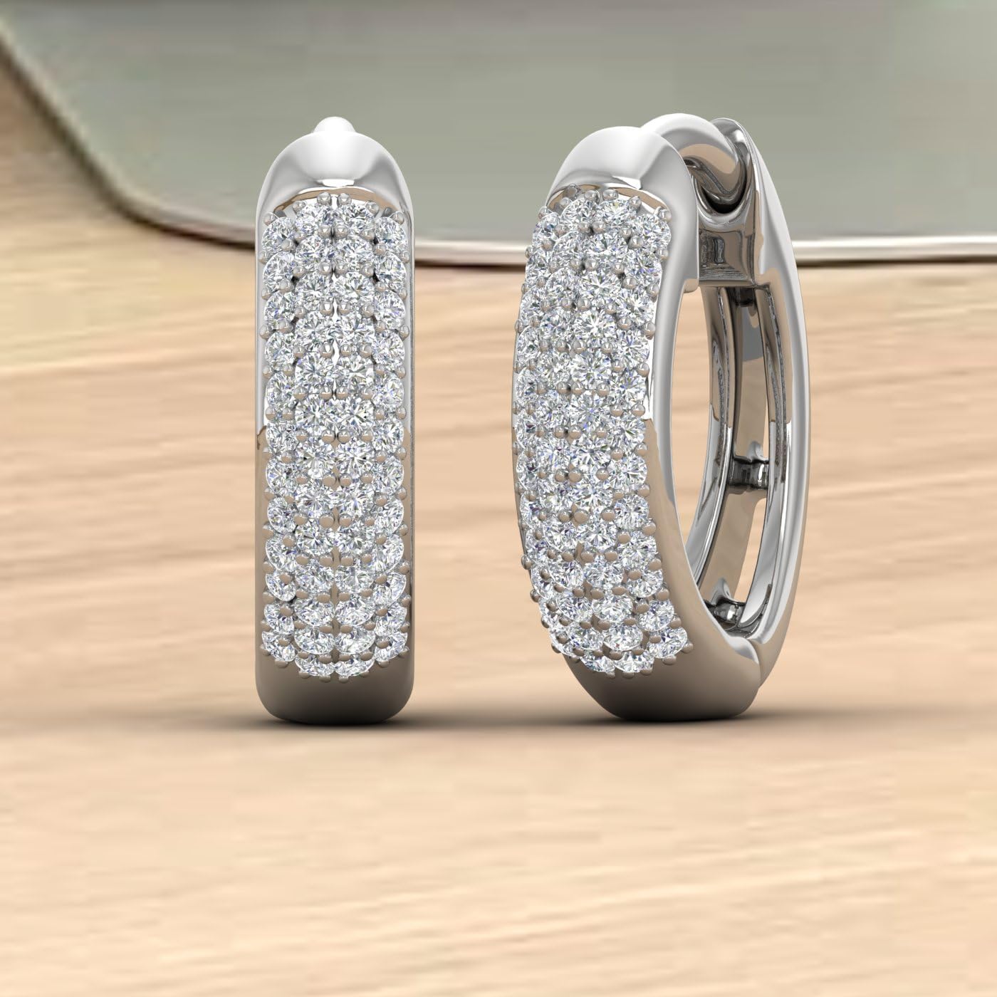 10K Gold Round Natural Diamond Ladies Huggies Hoop Earrings for Women (0.25 Carat) (SI1-SI2 Clarity)
