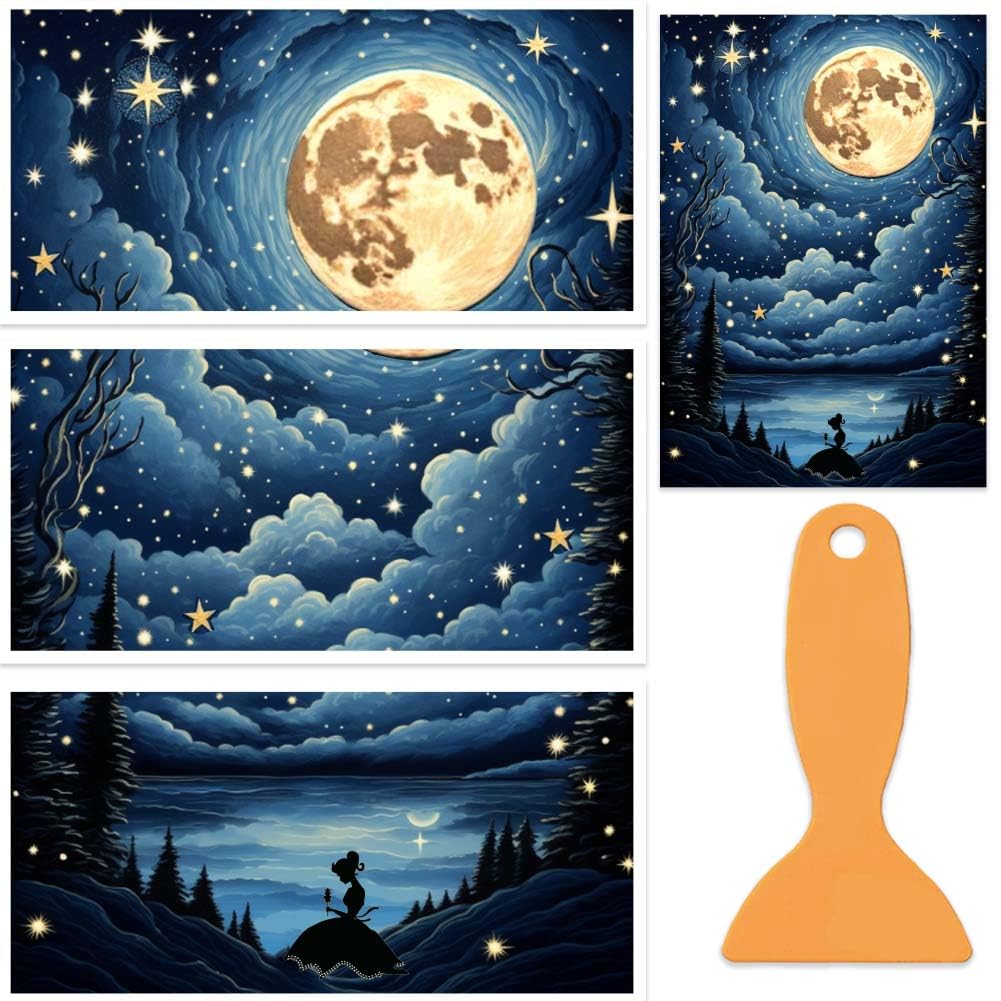 Stickers Meuble Lune et Lac pour Créer une Ambiance Cosmique dans Votre Salon OLYCRAFT