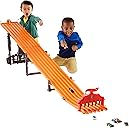 Hot Wheels Toy Car Playset with Lights, Sounds & 6 1:64 Scale Vehicles, Super 6-Lane Raceway, 8-foot Track that Rolls Up for Storage (Amazon Exclusive)
