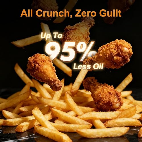 Miniatura 5 de Freidora de aire Fullwill con ventana de visualización de 6QT, multifunción de 5 en 1 (frito al aire, asado, horneado, recalentamiento,