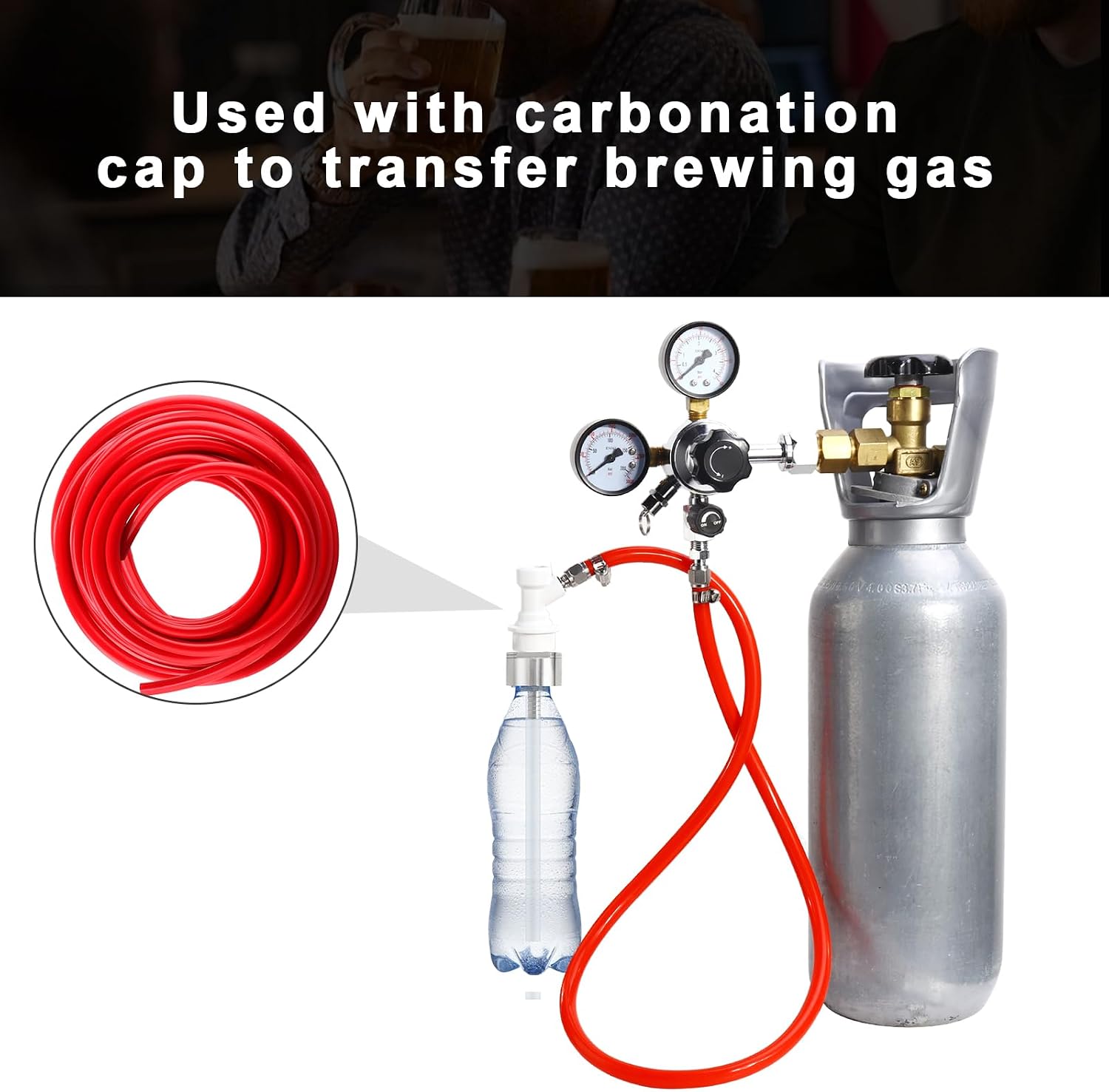 MRbrew 25 Feet CO2 Tubing, PVC CO2 Hose With Hose Clamps I.D. 5/16” Gas Line for Kegerator co2 Dispenser Beer System Draft Beer Home Brewing & Multiple Setups