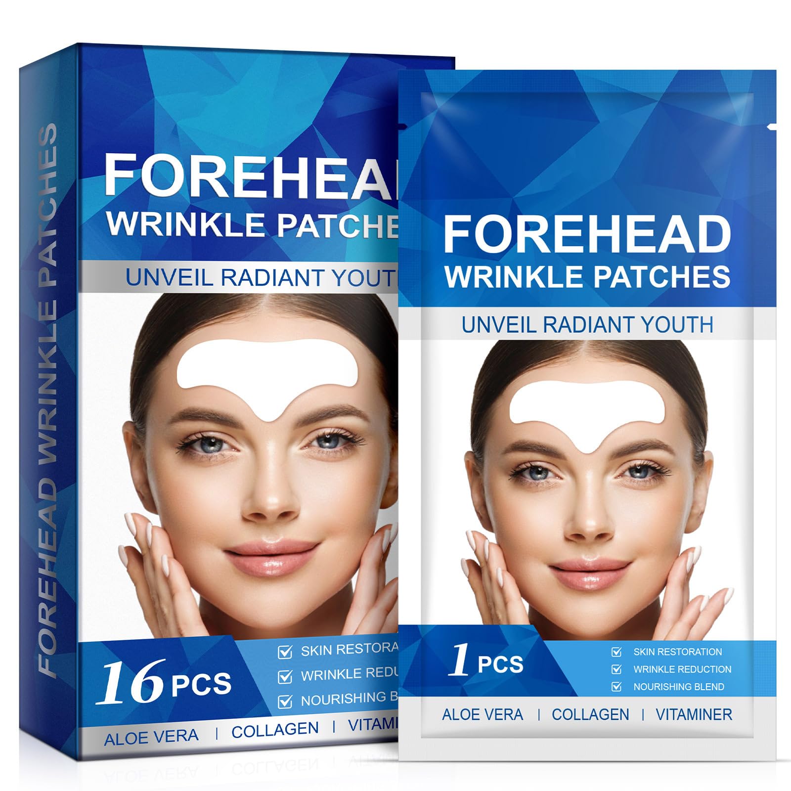 KASTWAVE Forehead Wrinkle Patch - 16Pcs Collagen-Infused Anti Wrinkle Patches for Smoother Skin - Anti-aging Facial Pads for Forehead Lines with Vitamin Enriched Formula