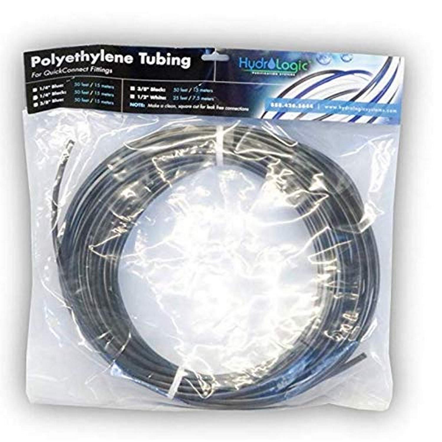 HydroLogic Polyethylene Tubing, 50', Black, 1/4