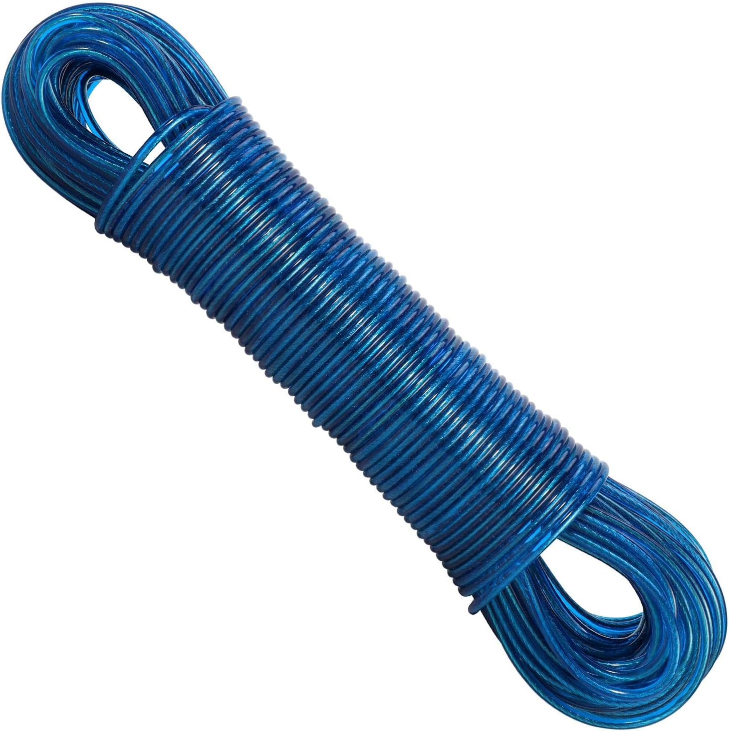 Vinsani Durable Strong Steel Washing Line Rope | 50M /164ft - Blue | Thick Heavy-Duty Laundry Clothes Line Outdoor Indoor Clothesline | Rot, Mould & Weather Resistant | Lifelong Guarantee