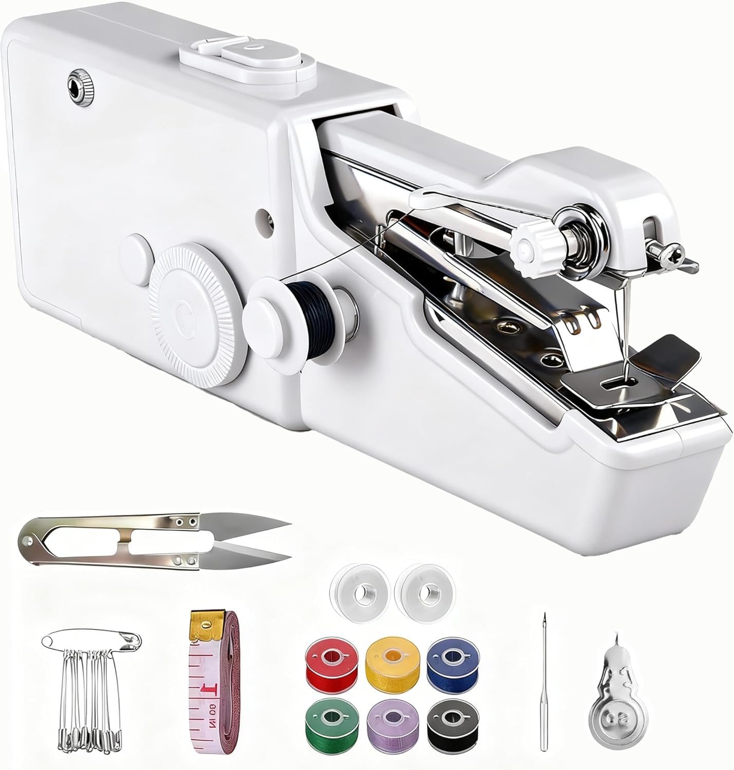 ROMINVIC Nähmaschine,Handnähmaschine,Tragbare Mini Elektrische Nähmaschine mit Nähzubehör, für Anfänger, Einfach Bedienbar für Leder, Stoffe, Kleidung & Heimtextilien