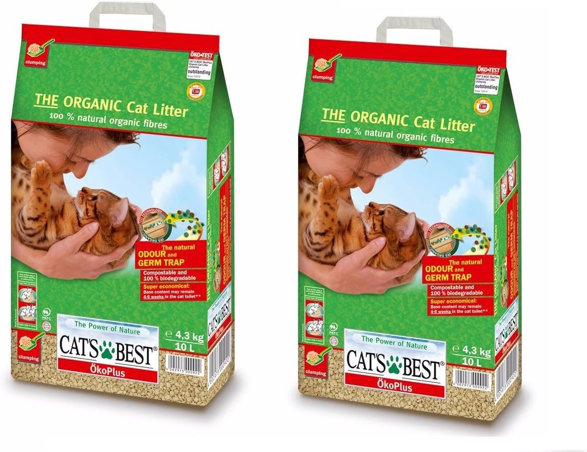 Cats Best Cats Best Oko Plus Clumping Organic Cat Litter -10 Litre (Pack of 2) Total = 20L, 2 Count (Pack of 2)