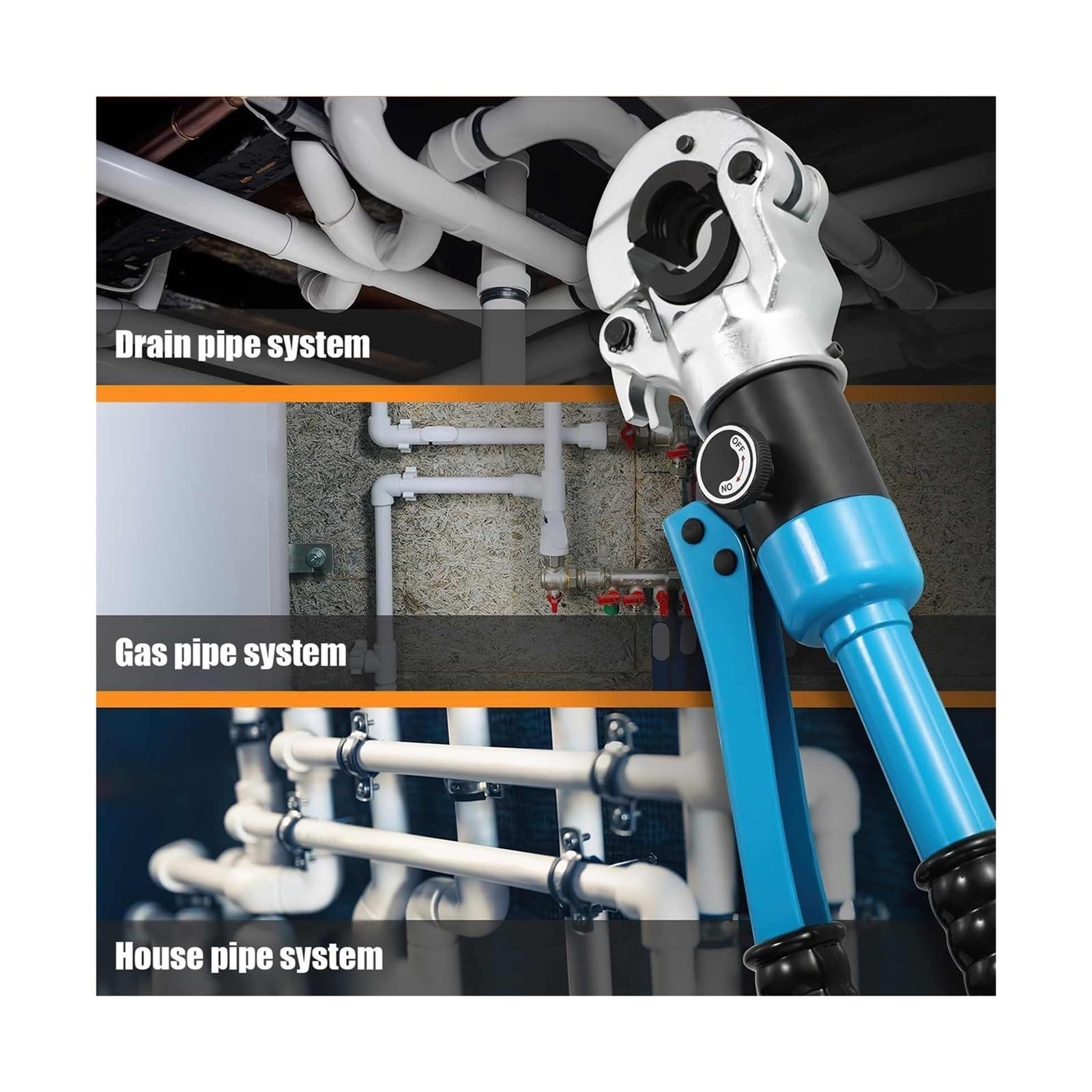 Expansor de tubo, Tubo Pex Hidráulico De Rotación 360 ​​°, Herramienta Prensado Tubos Plástico Y Aluminio, Mandíbulas TH, Kit Abrazadera Presión Plomería For Tuberías Calefacción Suelo