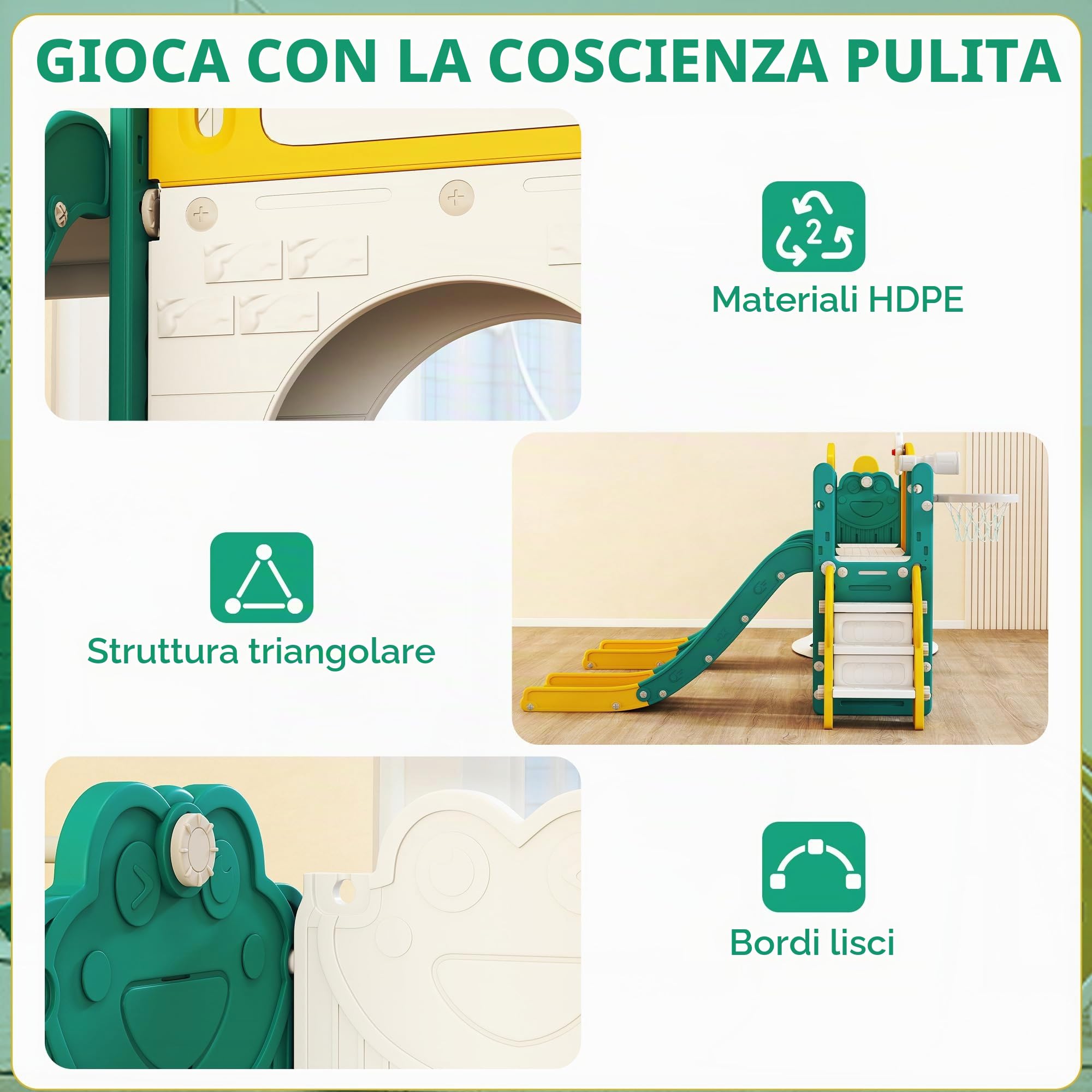 AIYAPLAY Scivolo Bambini con Canestro da Basket 1-3 Anni