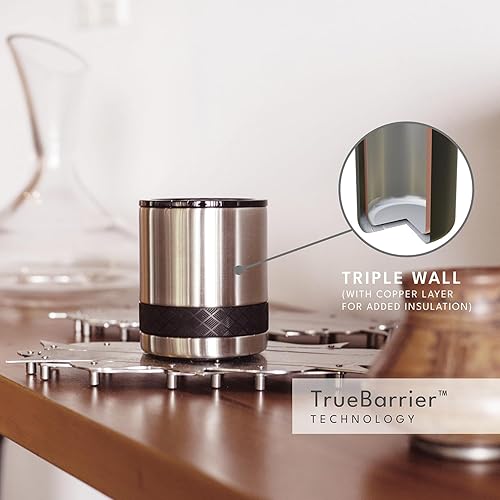 Miniatura 14 de Elemental Vaso de bola baja, taza de acero inoxidable de triple pared de 10 onzas con tapa Tritan no rota, vaso de whisky aislado, taza de café