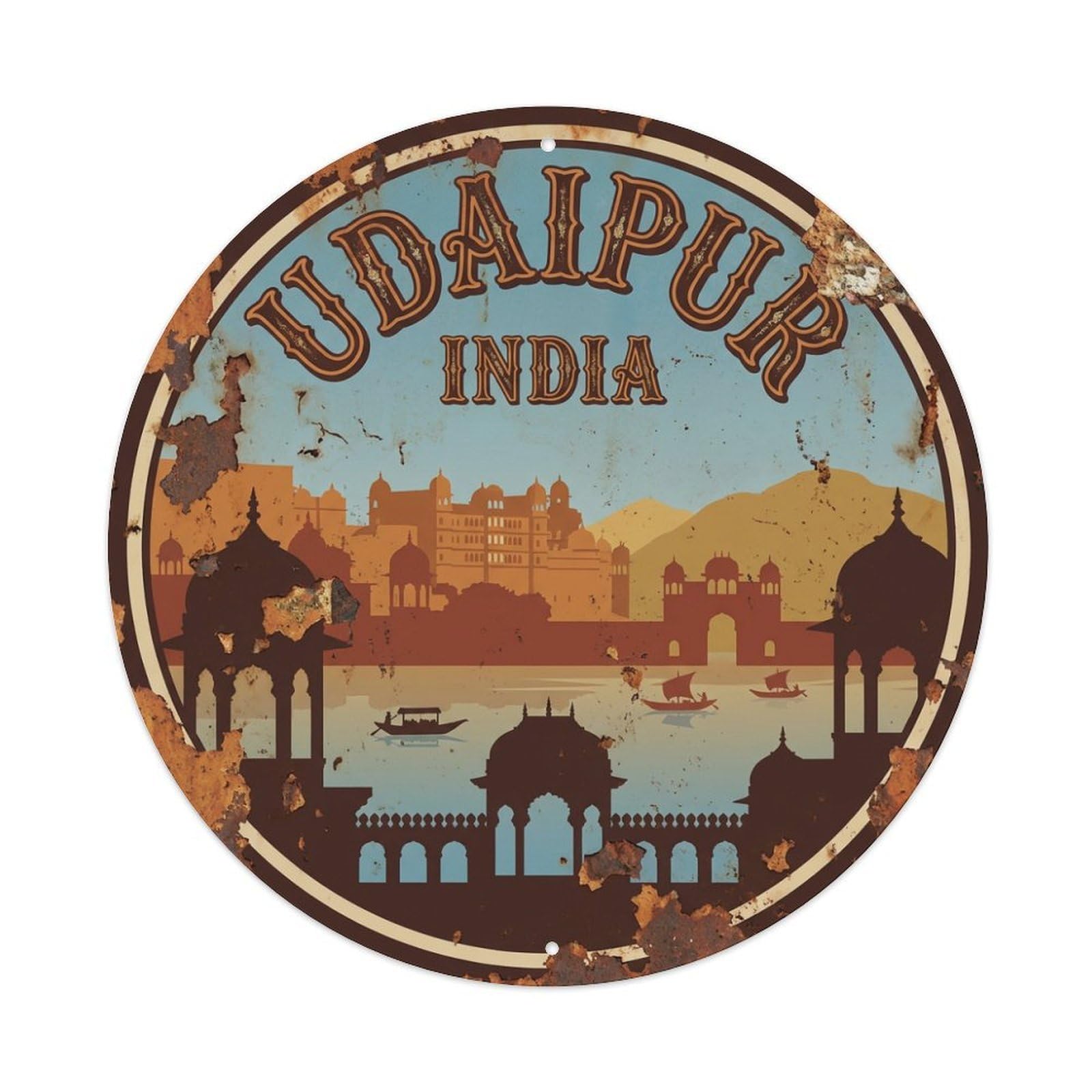 Vintage India Travel Udaipur Metal Tin Sign