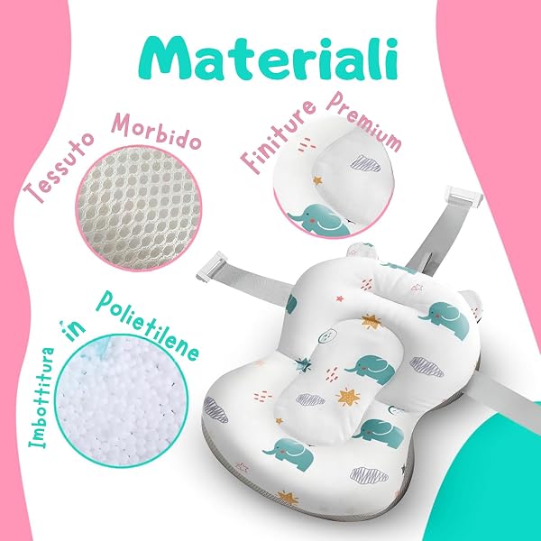 Cuscino per vasca da bagno + brocca da bagno - Adattatore vasca da universale - riduttore - cuscino per - materassino per bambini, amaca da (Bianco) - 5