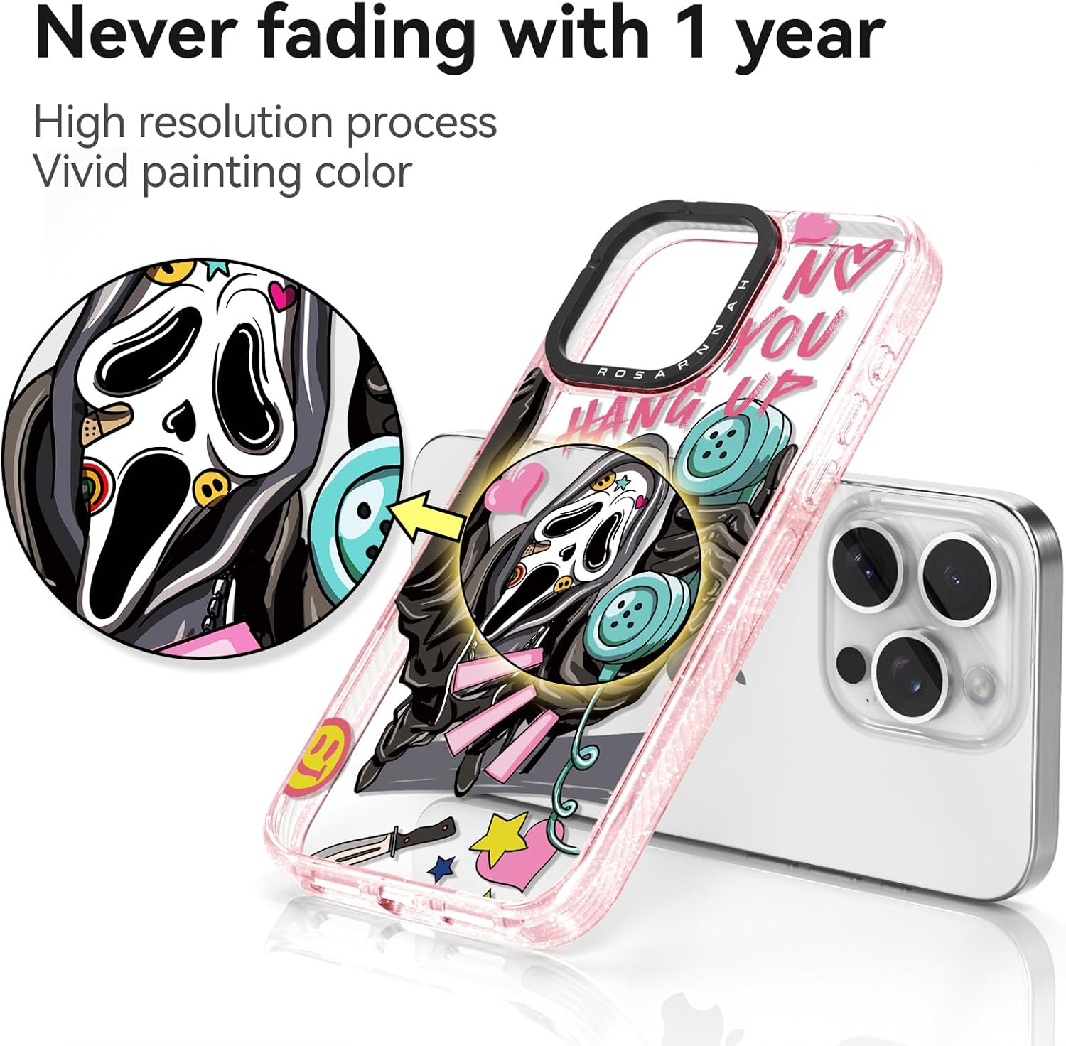 for iPhone 14 Pro Max Case Cute - Durable Shockproof 6.6 ft Drop Impact Phone Case - Funny Skeleton Design (6.7) Glitter Pink