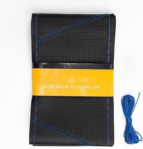 Miniatura 8 de AUTOXBERT - Funda de volante de estilo deportivo de microfibra de piel cosida a mano para coche, SUV, camiones y autos