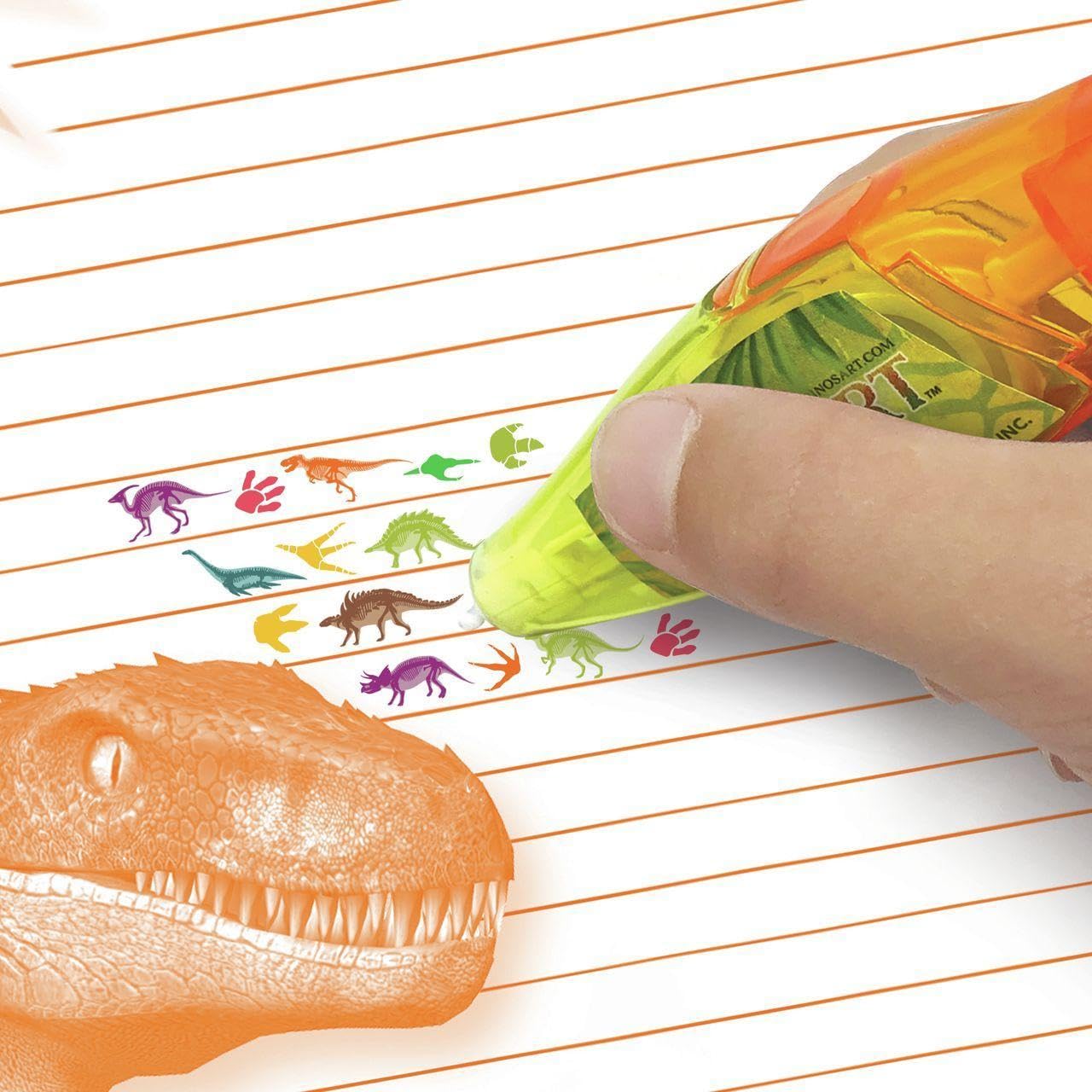 Journal Intime Dinosaure DinosArt + Stylo 6 Couleurs + Applicateur de Motifs - Carnet Secret pour Garçon et Fille, 200 Pages Dont 44 Pages d'Activités, 1 Page d'Autocollants - Enfant 7 Ans et Plus