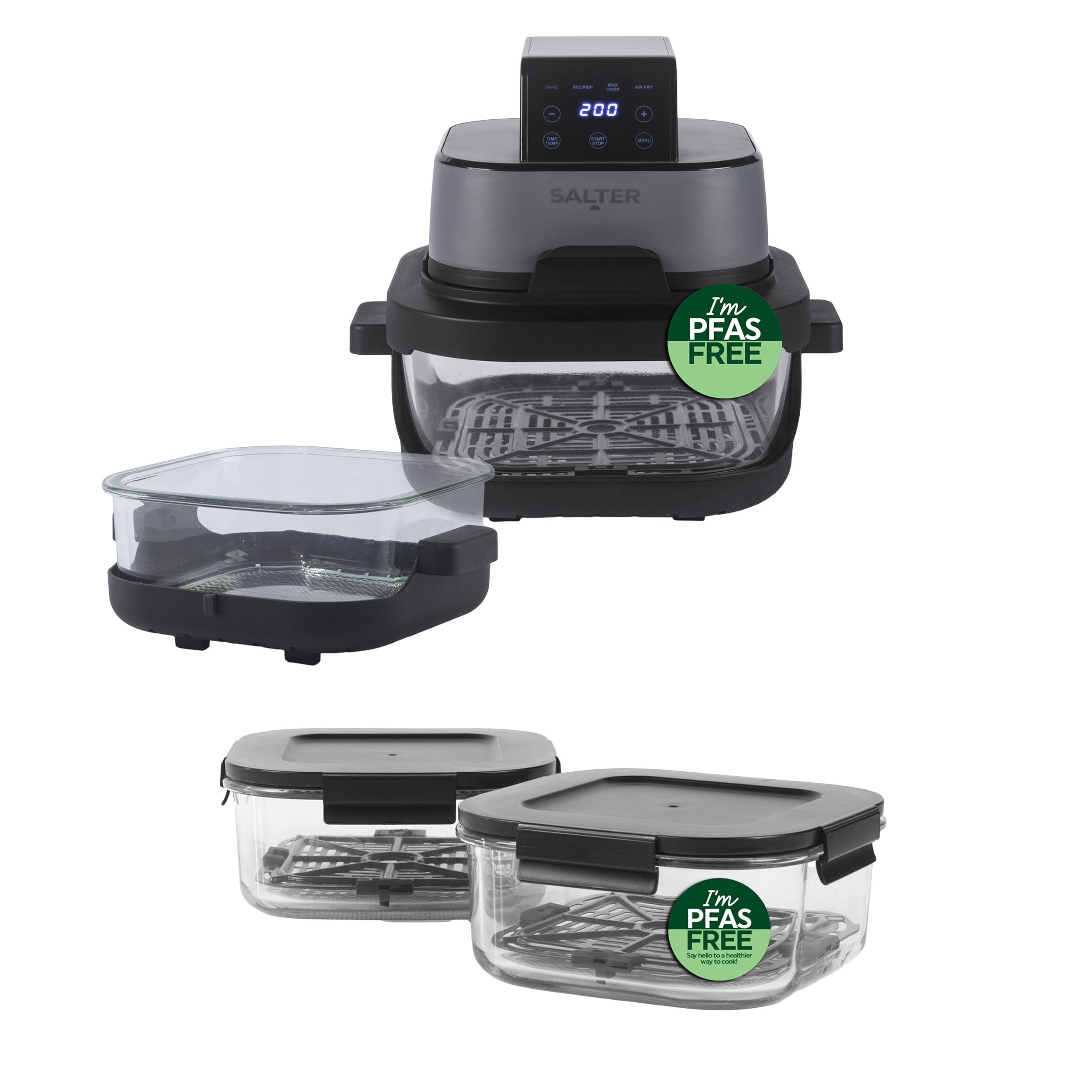 Salter Crisp & Go Air Fryer Set, 4L, 1500W, 360 Degree Viewing Window
