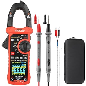MY2025D Multimeter with Inductance, Clamp Meter Auto Ranging Multimeter, Voltmeter Supports 1000V AC/DC Voltage, 1200A AC/DC Current, Resistance, Capacitance, Continuity, Live Wire Test, NCV