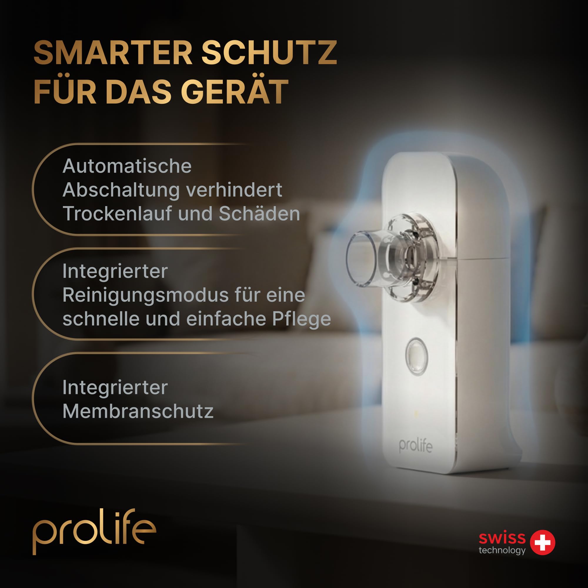 Prolife PN Mesh Inhalationsgerät Erwachsene & Kinder Ultraschall Vernebler Dampfinhalator Inhalation Bulletsnsgerät Baby