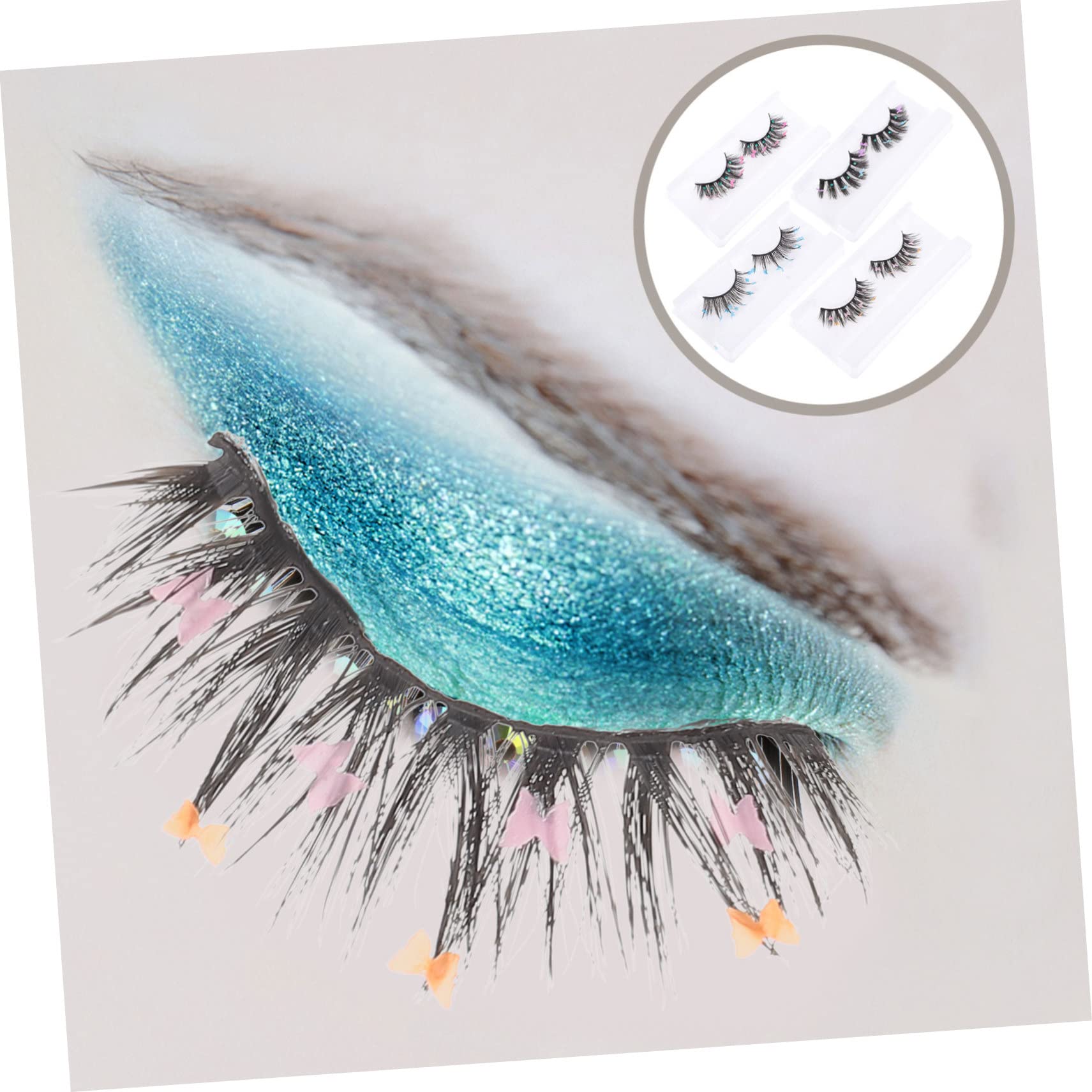 FOMIYES 2 Set Di Ciglia A Farfalla Con Paillettes Ciglia Glitterate Soffici Per Trucco/notte 4 Paia*2