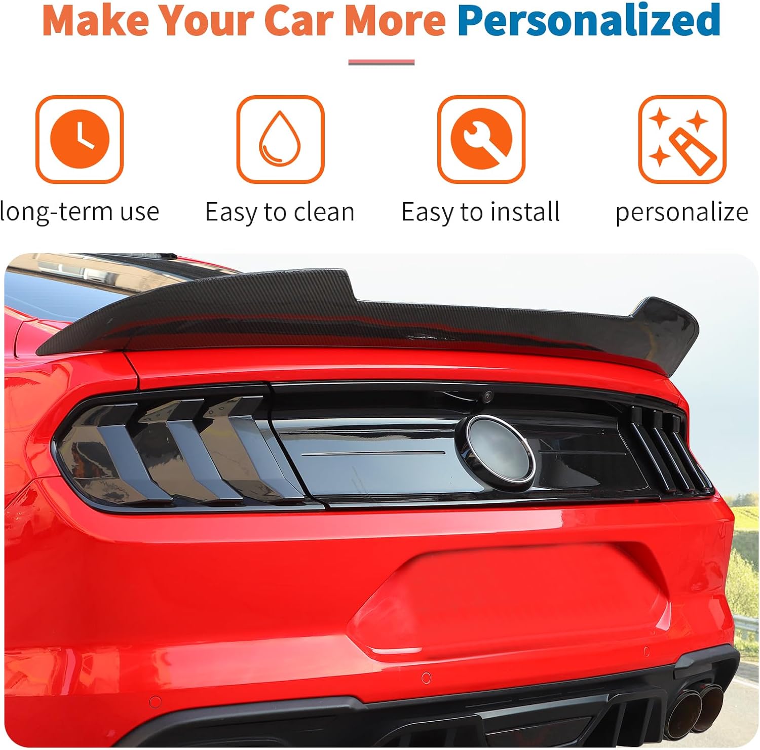 JeCar Smoked Tail Light Cover Trim Guards for Ford Mustang 2018-2023