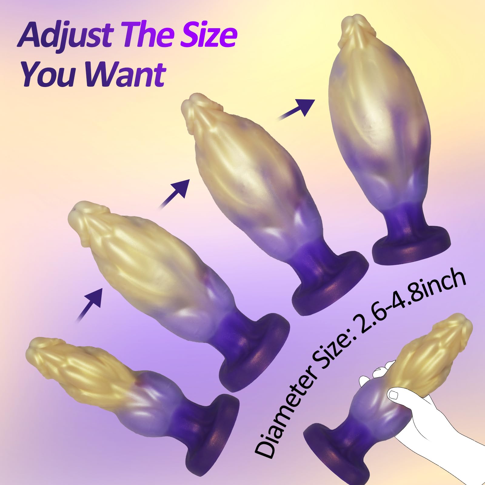 Dildo Gonfiabile Mostruoso 25cm con Spessore Regolabile, Enorme Fantasia Cane Dildo Nodo Spesso Plug Anale, Dildos Anali Cavalli con Ventosa Potente, Giocattoli Sessuali Adulti per Donne Uomini