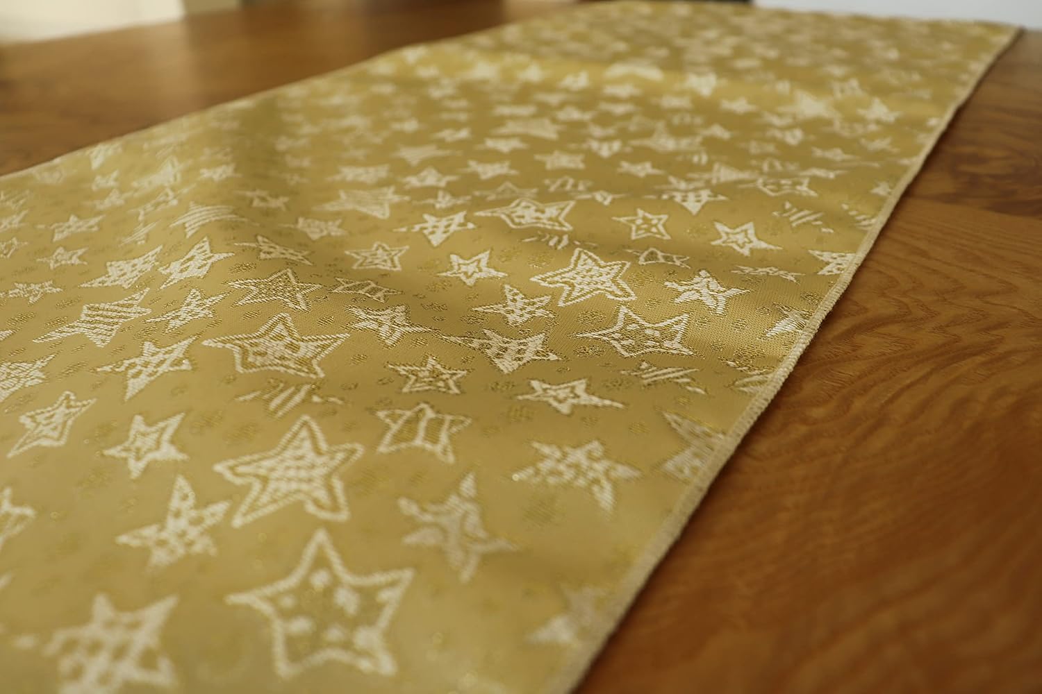 Zen Creative Designs Christmas Heavy Brocade Table Runner Kitchen Holiday Party Venue Table Decor (12" by 120", Gold Stars)