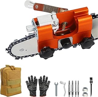 Chainsaw Sharpener Kit, Deluxe Portable Chain Saw Sharpening Tools with 4 Grinding Sticks, Chainsaw Chain Sharpening Jig Suitable for Chain Saws and Electric Saws