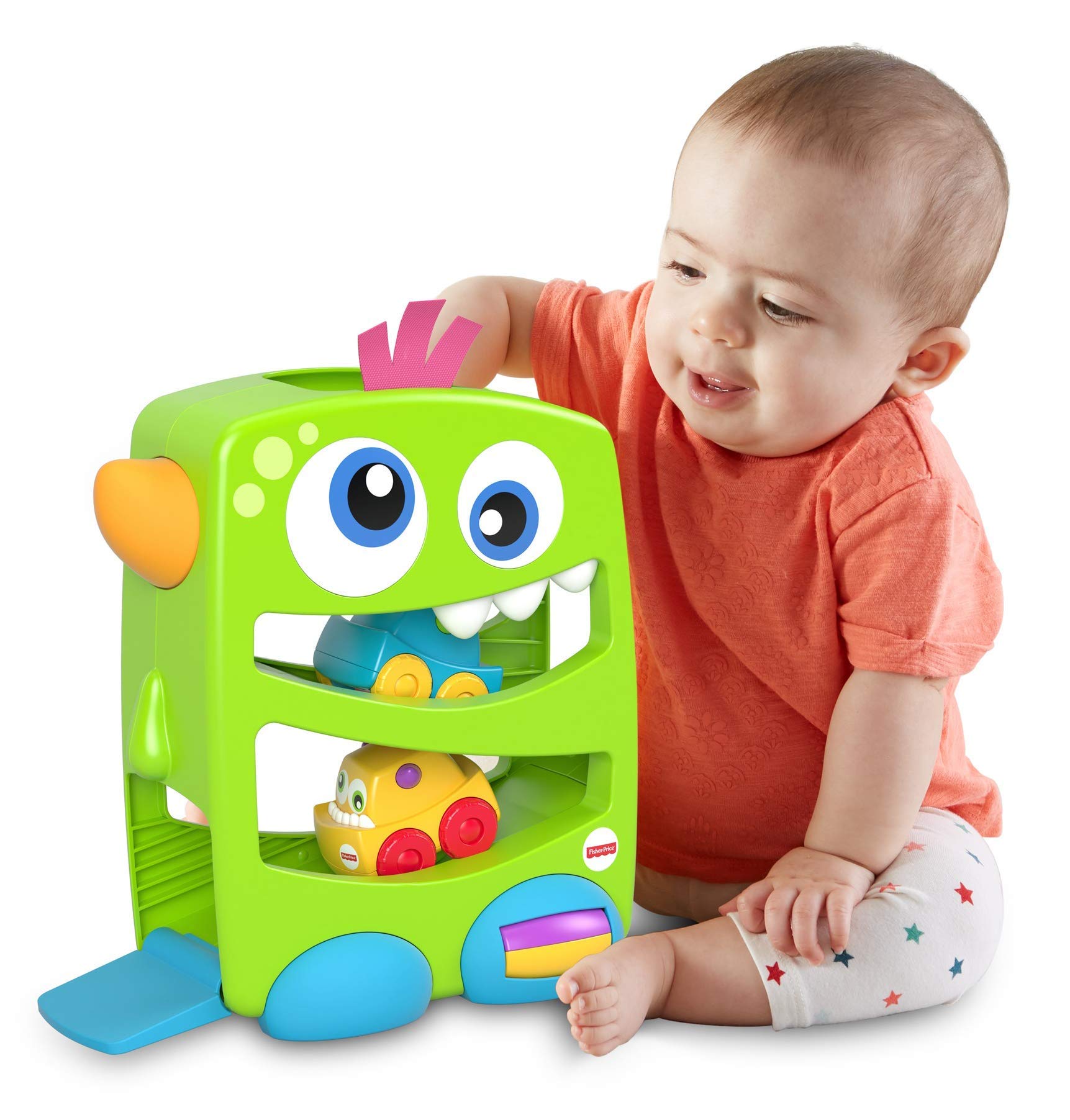 Fisher-Price - Mostriciattolo con Rampa e Veicoli, Giocattolo per Bambini 6+ Mesi, FYL40