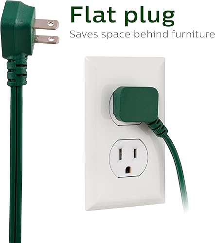 Miniatura 5 de Philips, Cable de extensión de 3 salidas, 15 pies, perfecto para luces navideñas, verde, paquete de 3, SPS3532G/37