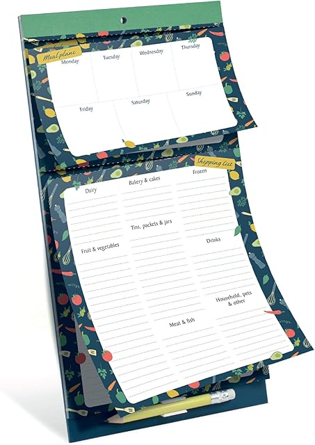 Boxclever Press Magnetic Meal Planner and Shopping List Pad. Spend Less, Waste Less & Eat Well with This Weekly Planner. Magnetic Shopping List Pad for Fridge & Meal Planner Board in One! (Multi)
