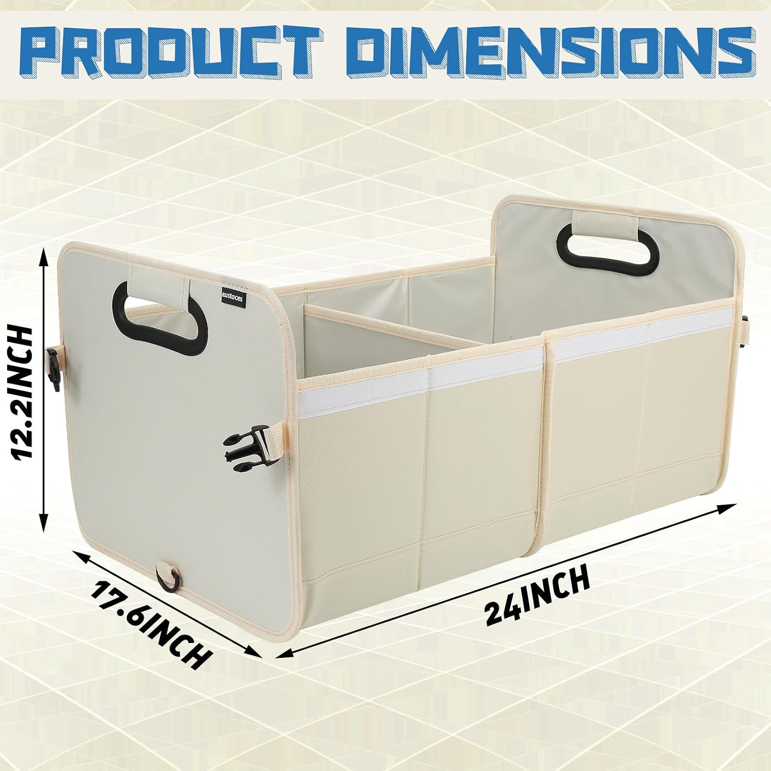 Car Trunk Organizer With Soft Cover and Storage Bin Essentials Collapsible Organization Accessories for SUV/Sedan Beige