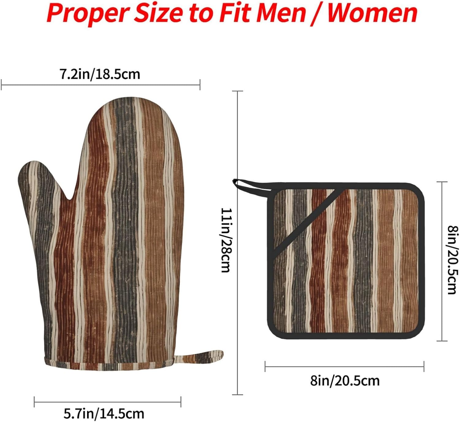 Colorful Stripes Oven Mitts and Pot Holders Set of 4 Heat Resistant Kitchen Gloves with Silicone Palm Hot Pads for Baking Cooking Grilling BBQ