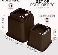 Vista 2 de Utopia Bedding Elevadores Ajustables para Muebles de Cama - Elevación en Alturas de 3, 5 u 8 Pulgadas Elevadores de Servicio Pesado para Camas